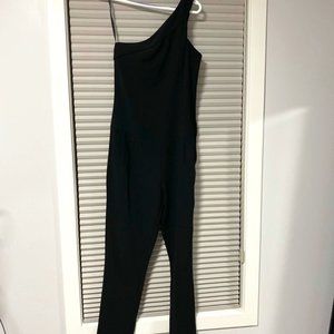BCBGeneration | One shoulder black jumpsuit with pockets